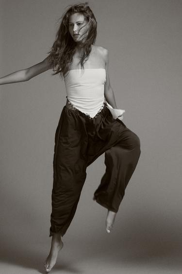 Zara Топ без бретелей с бусинами