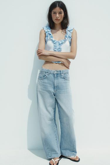Zara Топ в рубчик в клетку виши купить с доставкой.