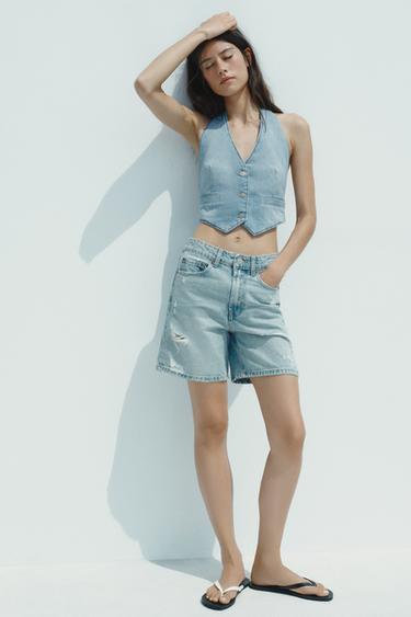 Zara Джинсовый топ-жилет TRF купить с доставкой.