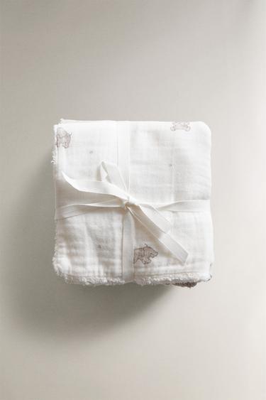 Zara Детские мини-полотенца с слонами (набор из 3 штук)