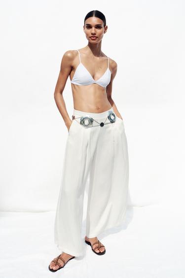 Zara Широкие брюки с защипами купить с доставкой.