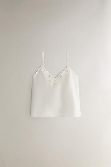 Zara Хлопковый топ с вышивкой купить с доставкой.