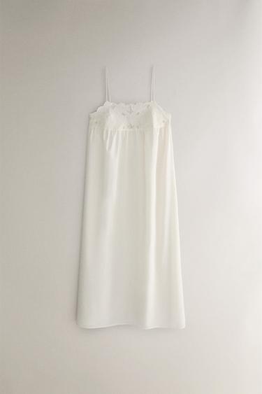 Zara Хлопковая ночная сорочка с вышивкой купить с доставкой.