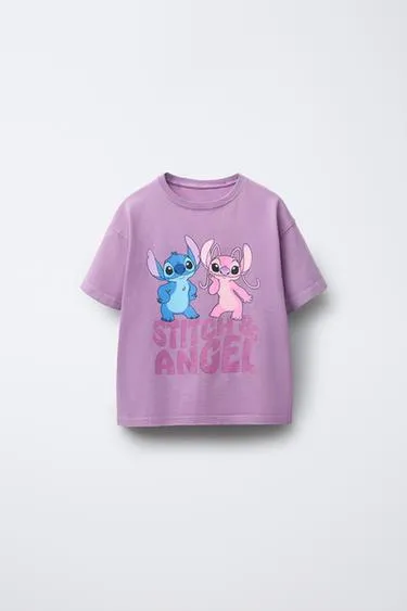 Футболка с блестящей печатью STITCH & ANGEL © DISNEY