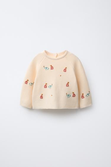Zara Вязаный джемпер с вышивкой в виде слонов купить с доставкой.