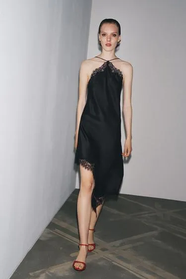 Атласное платье с кружевом — ZW COLLECTION
