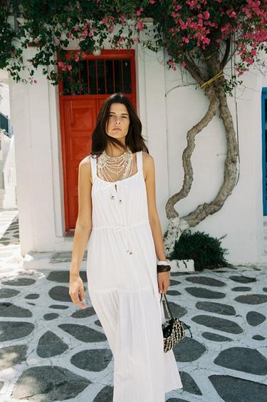 Zara Платье миди с панелями купить с доставкой.