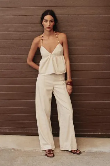 Джинсы Z1975 WIDE LEG с высокой посадкой и бусинами