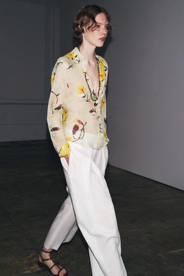 Zara Рубашка из рами с цветочным принтом — ZW COLLECTION