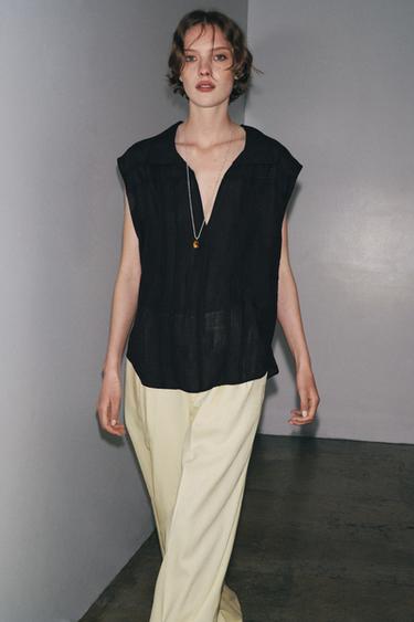 Zara Рубашка из смеси рами со сборками — ZW COLLECTION