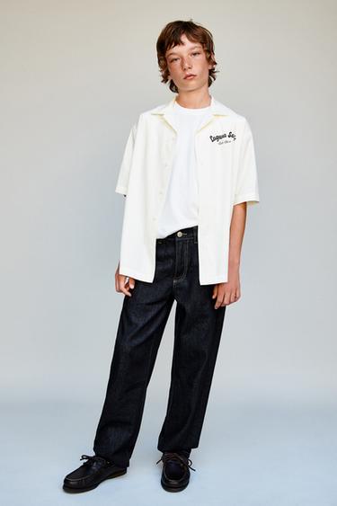 Zara Рубашка боулинг с текстом купить с доставкой.