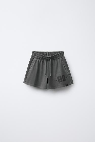 Zara Шорты-бермуды с текстом купить с доставкой.