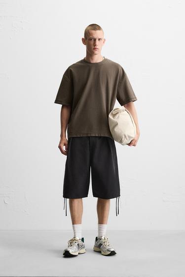 Zara Футболка прямого кроя из плотного хлопкового трикотажа