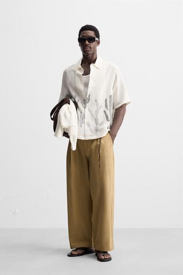 Zara Рубашка изо льна и вискозы CACTUS