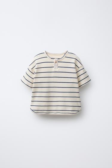 Zara Вафельная футболка в полоску купить с доставкой.