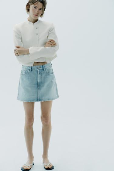 Zara Джинсовая юбка TRF с разрезами купить с доставкой.