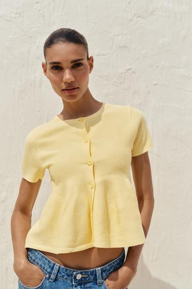 Zara Трикотажный кардиган с баской купить с доставкой.