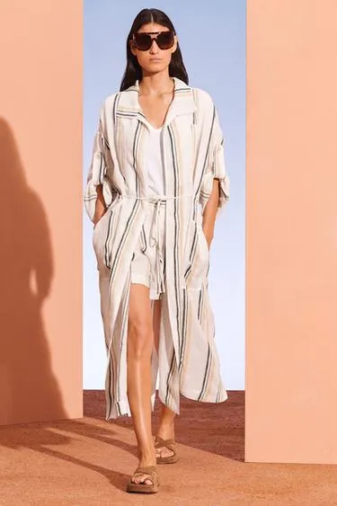 Полупальто с полосками ZARA