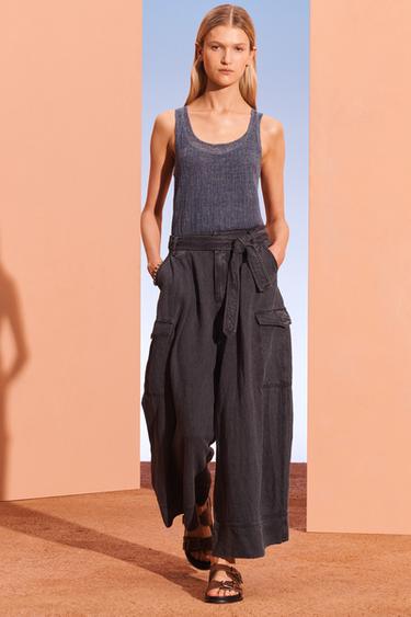 Zara Льняная майка с двойной пелериной