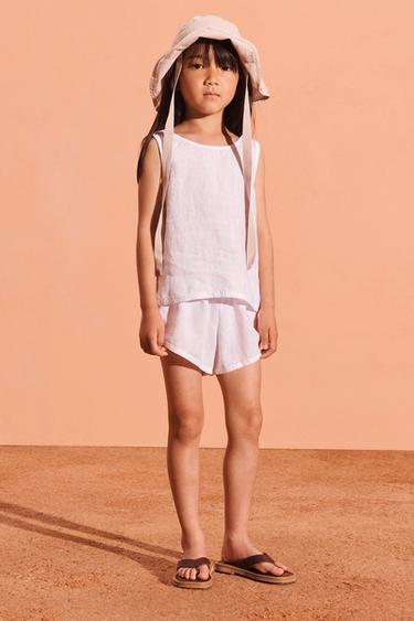 Zara Белый льняной топ купить с доставкой.