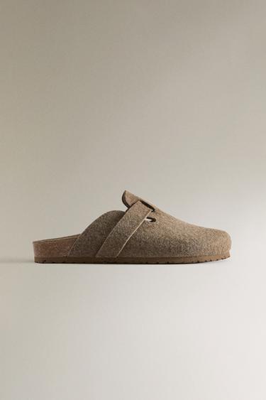 Zara Фетровые сабо с ремешком купить с доставкой.