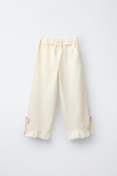 Zara Брюки с широкими штанинами с оборками и кружевными цветами