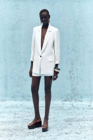 Zara Блейзер из 100% льна с манжетами с принтом