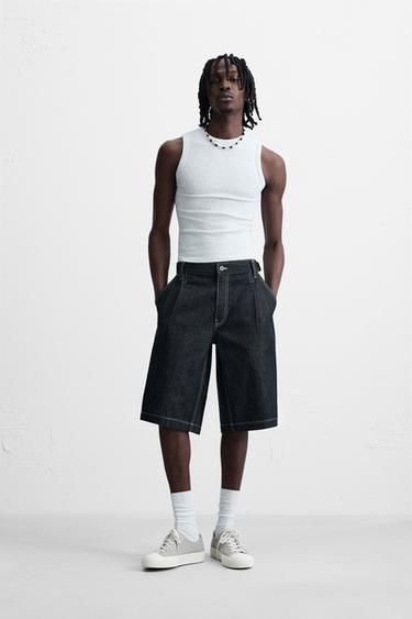 Zara Джинсовые шорты-бермуды BAGGY FIT со шлевками купить с доставкой.