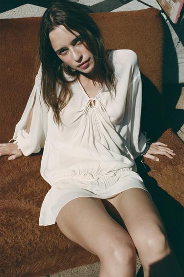Zara Полупрозрачный топ из струящейся ткани купить с доставкой.
