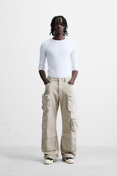 Zara Джинсовые брюки карго с карманами