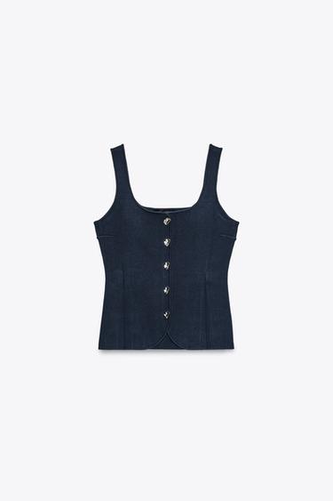 Zara Однотонный трикотажный топ-корсет купить с доставкой.