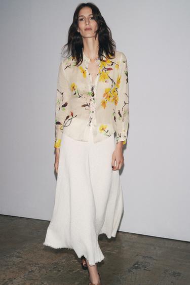 Zara Юбка миди из ткани в рубчик — ZW COLLECTION купить с доставкой.