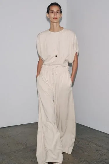 Брюки в пижамном стиле из текучей ткани — ZW COLLECTION