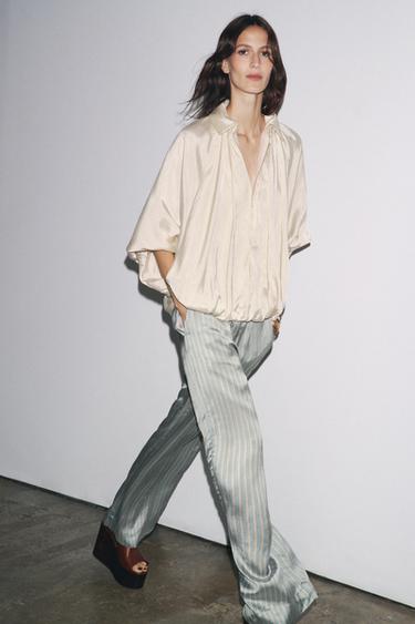 Zara Полосатые брюки в пижамном стиле — ZW COLLECTION