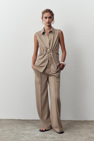 Zara Брюки из твила с карманами купить с доставкой.