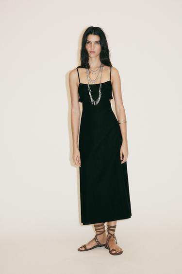 Zara Платье с вышивкой и вырезами