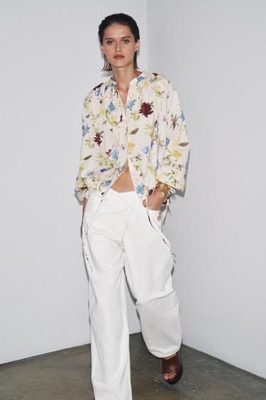 Zara Рубашка с цветочным принтом — ZW COLLECTION купить с доставкой.
