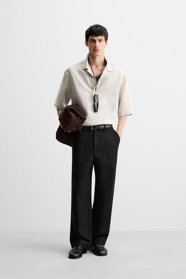 Zara Рубашка-поло из 100% льна