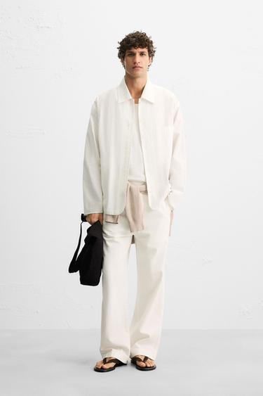 Zara Рубашка из ткани в полоску