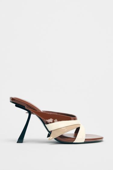 Zara Асимметричные босоножки на каблуке