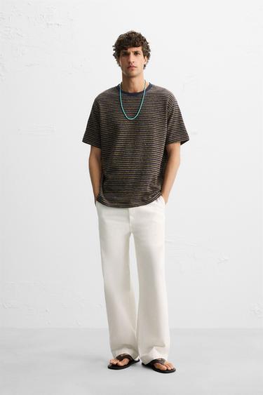 Zara Жаккардовая футболка в полоску