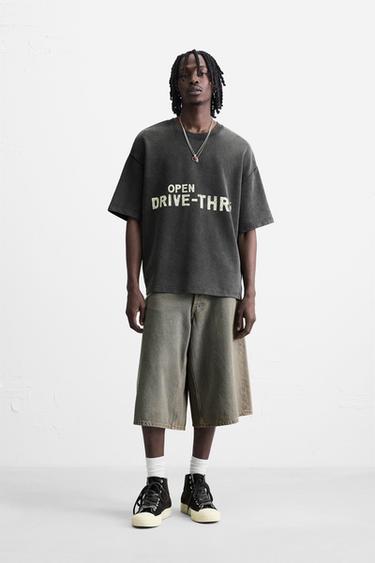 Zara Толстовка с эффектом потертости с графическим принтом