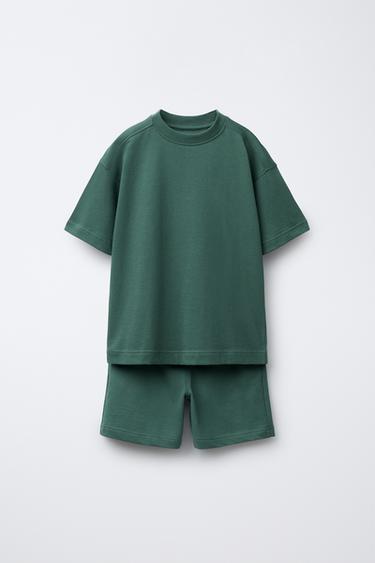 Zara Набор футболка с коротким рукавом и бермуды из мягкого плюша
