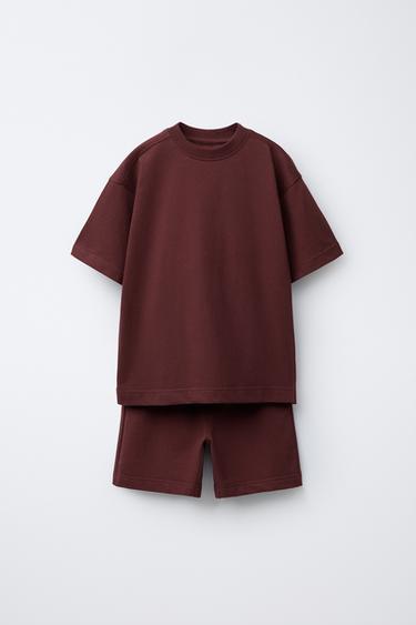 Zara Набор футболка и бермуды из мягкого футера