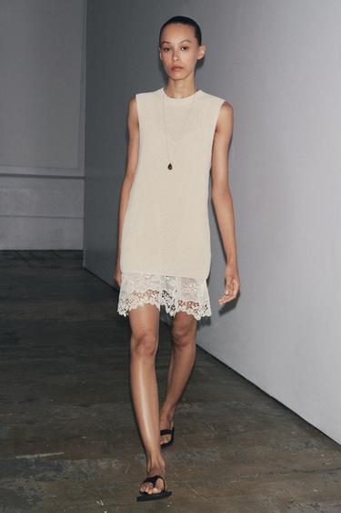 Zara Комбинированное трикотажное платье