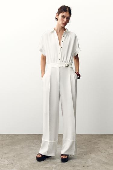 Zara Длинный комбинезон из крепа купить с доставкой.