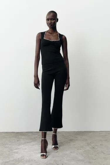 Брюки FLARE STRETCH с жемчугом