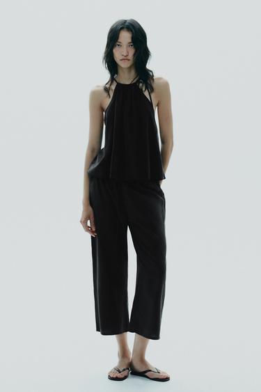 Zara Укороченные брюки из струящейся ткани купить с доставкой.