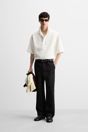 Zara Рубашка-поло из 100% льна