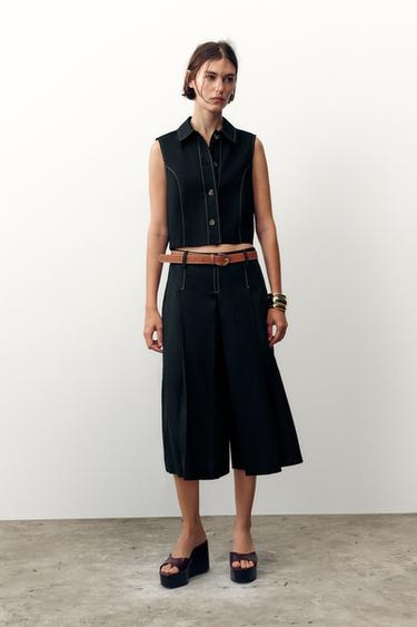 Zara Прямой жилет с контрастной отделкой